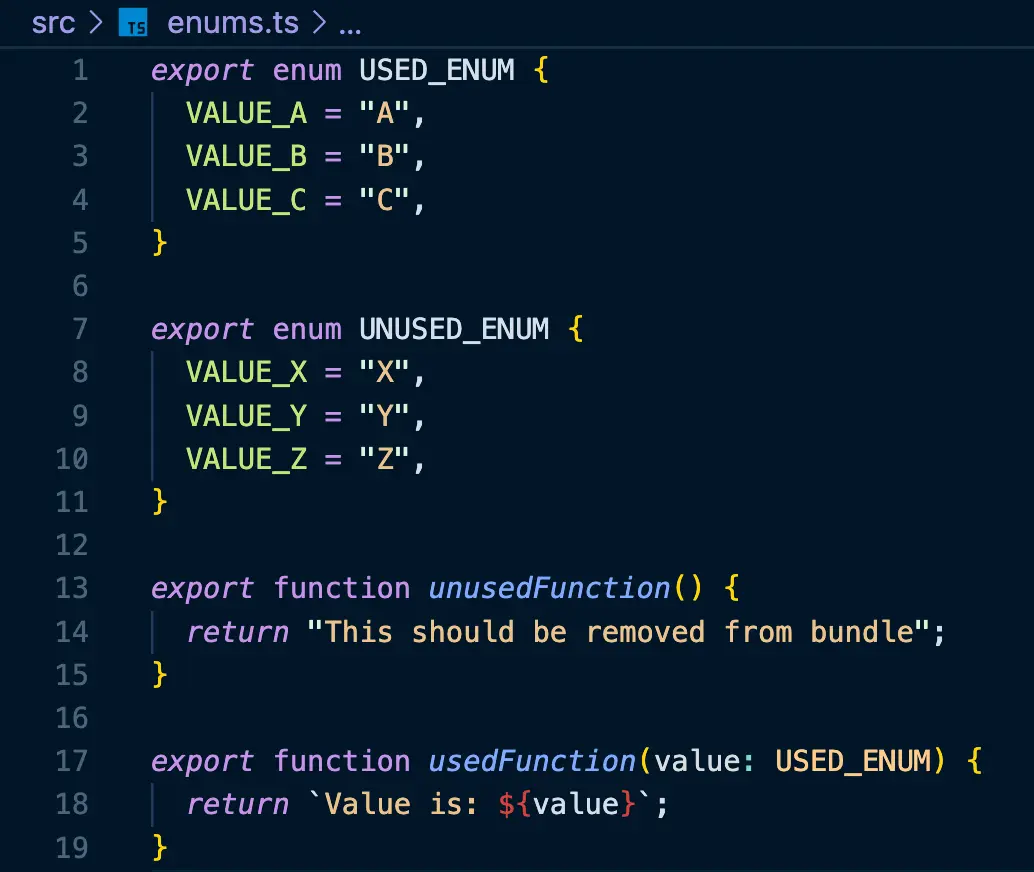 enums.ts - USED_ENUM과 UNUSED_ENUM 정의